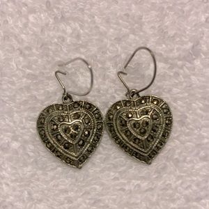 Vintage Marcasite Heart Earrings